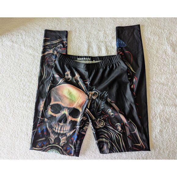 Women's Skull Gothic Leggings  Sz XS - Picture 8 of 9